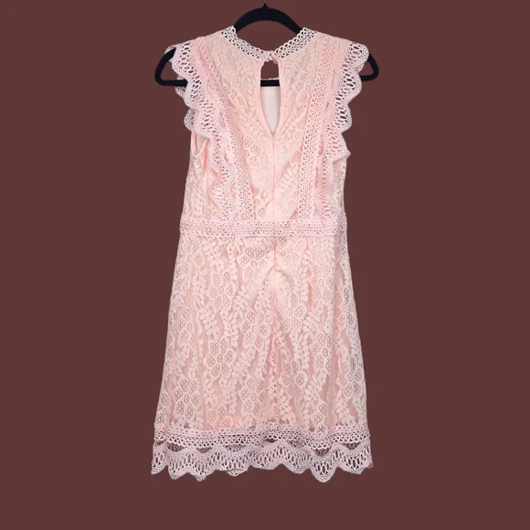 Lulus Womens My Sweetheart Peachy Pink Lace Mini Dress Size S NWT - Picture 5 of 6